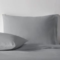 Grey Percale Cotton Housewife Pillowcase Pair at Guineys Ireland
