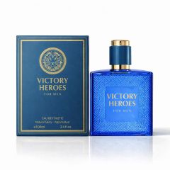 Blue For Men Gold Edition Eau de Parfum bottle and gold packaging on white background