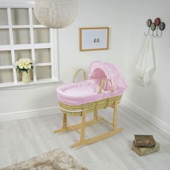 Waffle Palm Moses Basket Pink