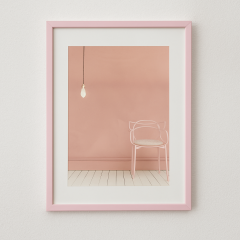 Pink photo frame 30x40 cm wall-mounted with interior design print