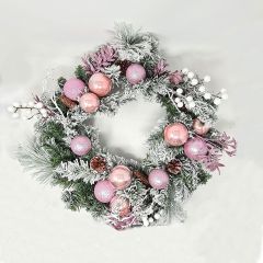 Large Pink Christmas Wreath 60cm