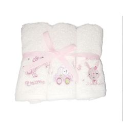 3 Pack Baby Wash Cloth 100% Cotton Pink
