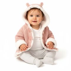 showing the Rock-A-Bye Baby Boutique 100% Cotton True Knit Cardigan- Pink