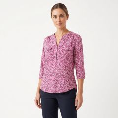 Women's 3/4 Sleeve Cotton Blouse Pink 026204