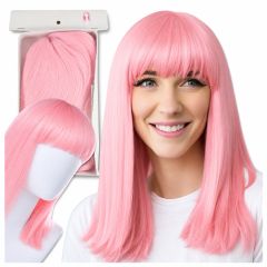 Long Pink Fancy Dress Wig - One Size