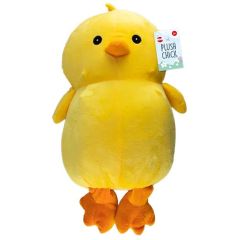 Yellow plush Easter Chick soft toy with orange beak and feet, standing upright with a soft fluffy finish