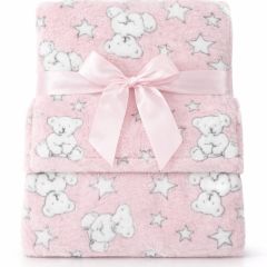 Plush Baby Blanket Teddy Pink 75x100cm