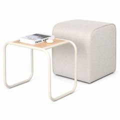 Pouf Footstool and Table Cream