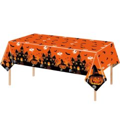 Pumpkin Bat Ghost Orange Halloween Tablecloth