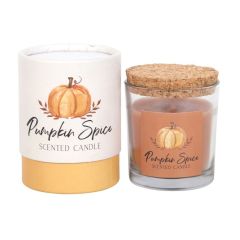Pumpkin Spice scented candle with cork lid and gift box – cosy autumn fragrance home decor