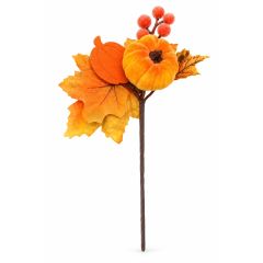 Halloween Pumpkin Pick with orange pumpkins autumn leaves and berries