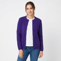 Model wearing the Women's Swirl Cardigan Purple