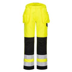 Showing the Front of the Portwest High Vis Trousers Yellow