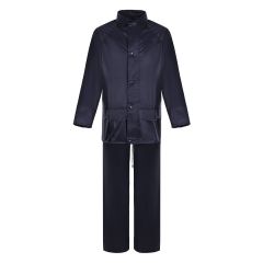 waterproof rain set jacket and trousers made from polyester with PVC coating for outdoor work