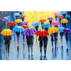 Umbrella Rainbow Canvas Wall Art 60x90cm