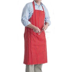 100% Cotton Red Stripe Chef Butchers Apron - Front