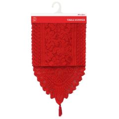 Lace Table Runner Red 180x33cm