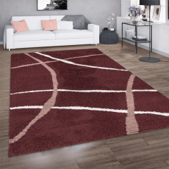Geometric Shaggy Rug Red at Guineys Ireland