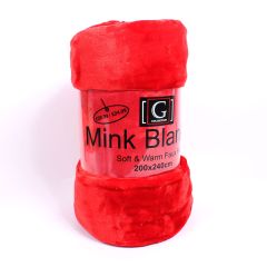 Faux Mink Throw Red