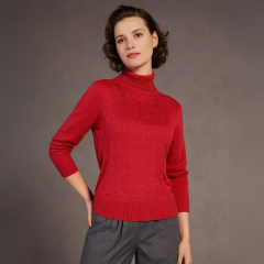 Women's Knitted Polo Sweater Red