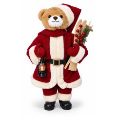 Red Standing Christmas Bear with Skis and Lantern 60cm