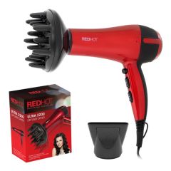 RedHot professional red hair dryer with diffuser and concentrator attachments