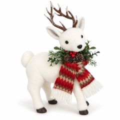Standing White Christmas Reindeer with Scarf