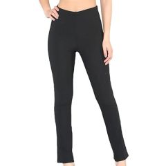 Showing the front of the Women's Ribbed Bootleg Trousers Black