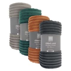 Ribbed Design Coral Blanket Opulent Throws 130x170cm