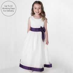 Ivory/Purple Ribbon Dress