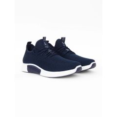 Side view of Rideout Trainers Navy by Crosshatch on a white background