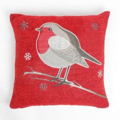 Robin Chenille Christmas Cushion Cover 