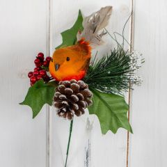 showing the Christmas Robin Pine Cone Pick