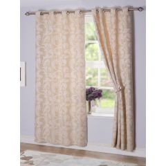 Rochelle Champagne Interlined Luxury Eyelet Curtains 90x108