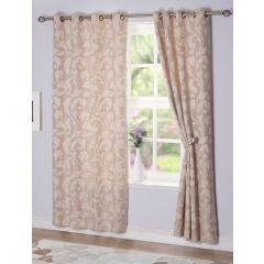 Rochelle Sand Interlined Luxury Eyelet Curtains 90x108