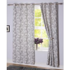 Rochelle Silver Interlined Luxury Eyelet Curtains 90x108