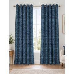 Rohini Blue Floral Eyelet Curtains 66x72