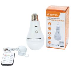 Kingavon 3W USB-C Rechargeable LED Light Bulb Set with Remote Control