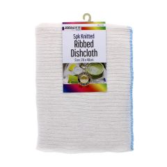 Knitted Ribbed Dish Cloths 5 Pack