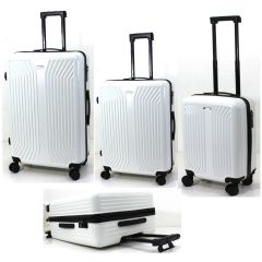 Flieger White Hard Shell Luggage Set showing 3 sizes on a white background