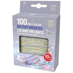 LED Wire Pin Lights 10m Multi Colour