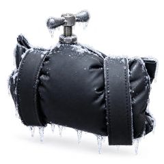 Black Winter Frost Protection Jacket Fitted to Outdoor Garden Tap