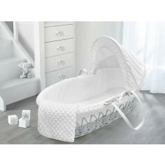 White Wicker Moses Basket Grey at Guineys Ireland
