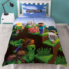 Minecraft Epic Single Duvet Cover Set Green & Blue