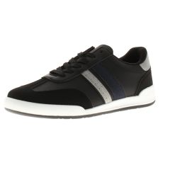Men's Black Runners Tyler lace-up trainers with navy and silver stripe detailing and lightweight white sole