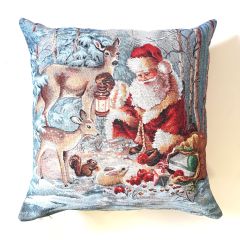 Tapestry Santa & Deer Christmas Cushion Cover 