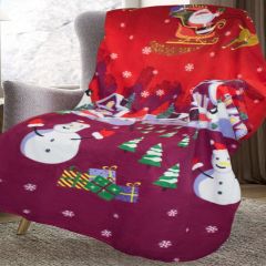 Christmas Fleece Blanket Santa Friends