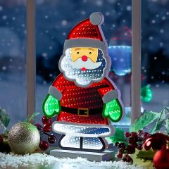 showing the Christmas Infinity Santa Mirror Light