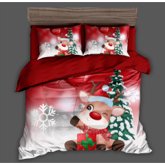 Rudolf Christmas Red Duvet Cover Set