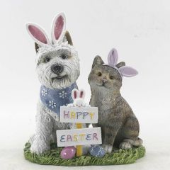 Dog & Cat Happy Easter Ornament